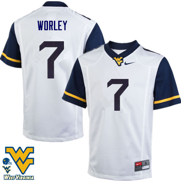 NCAA Men's Daryl Worley West Virginia Mountaineers White #7 Nike Stitched Football College Authentic Jersey VP23S17VK